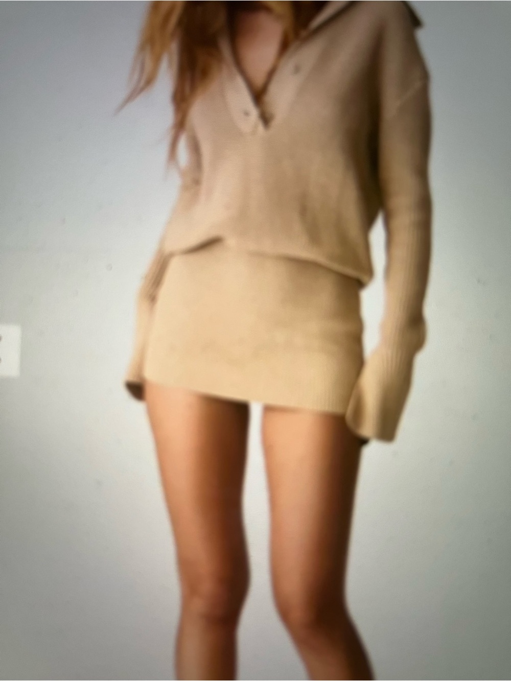 SER.O.YA Beige V-Neck Knit Sweater